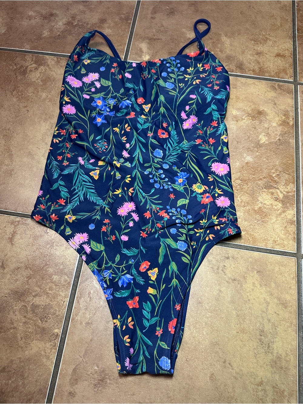 aerie Navy Floral One-Piece Swimsuit